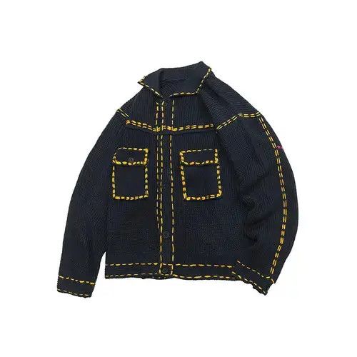 Aran Isles Knitwear Contrast Stitch Knitted Sweater Jacket - Patch Pockets Size US XL / EU 56 / 4 - 2 Thumbnail