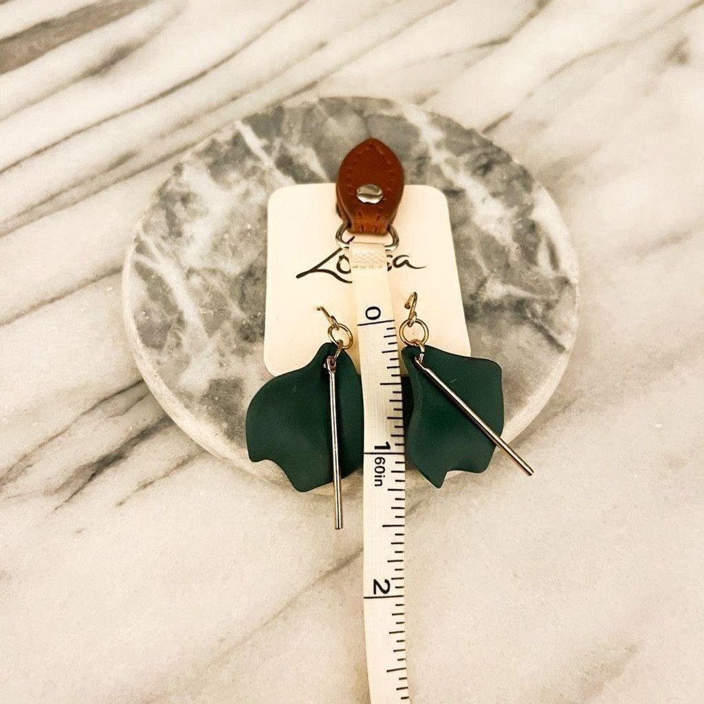 Jewelry LoVisa Acrylic Orchid Earrings Green Gold Toned Size ONE SIZE - 6 Thumbnail