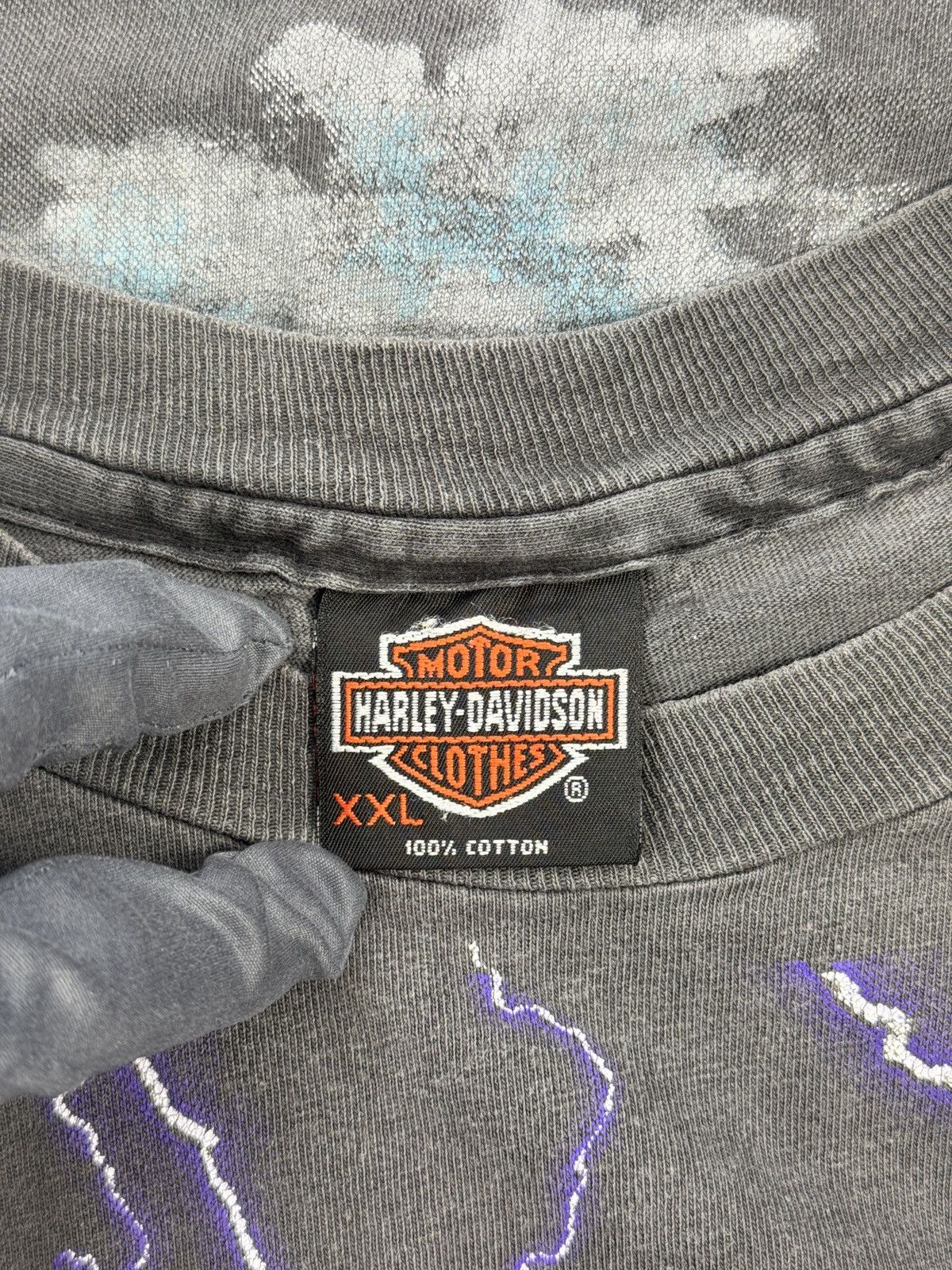 Vintage HARLEY- DAVIDSON THUNDER & LIGHTNING 1990s VINTAGE T-SHIRT Size US XXL / EU 58 / 5 - 4 Thumbnail