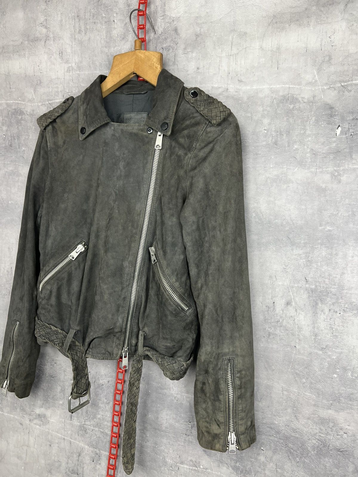 Allsaints ALLSAINTS Braided Wyatt Goat Leather Suede Biker Jacket EU36 Size S / US 4 / IT 40 - 2 Thumbnail