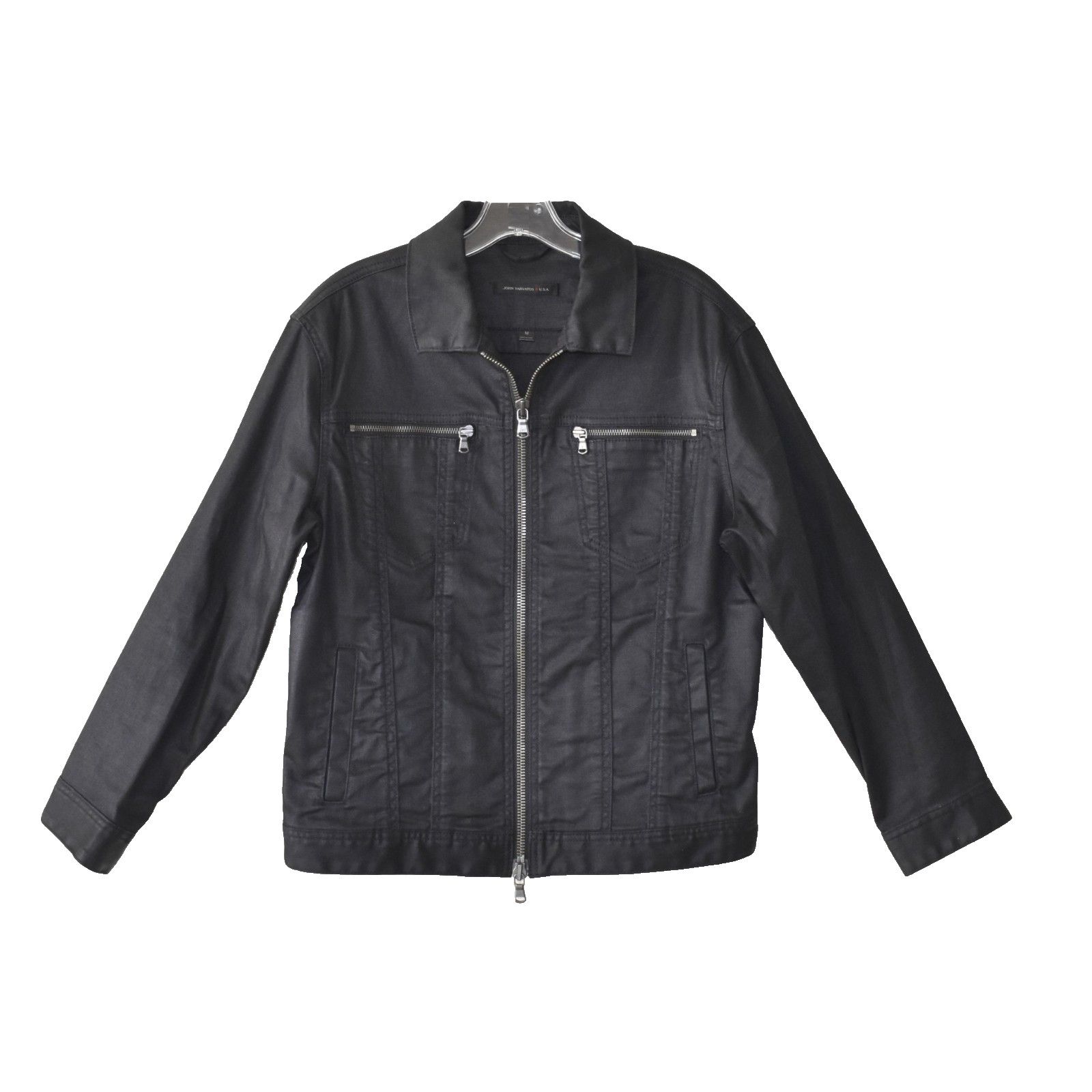 John Varvatos NWOT JOHN VARVATOS Black Waxed Finish Denim Zip Jacket Sz M Size US M / EU 48-50 / 2 - 2 Thumbnail