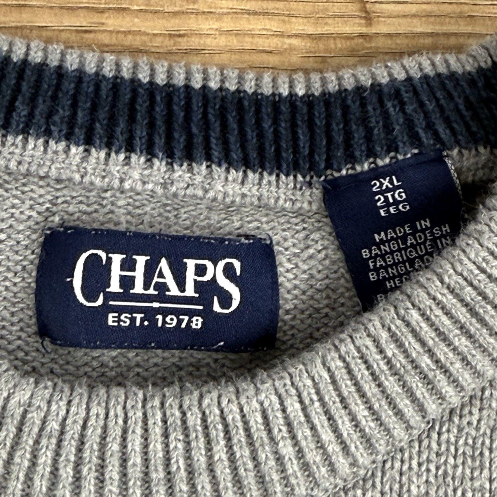 Chaps VINTAGE Chaps Sweater Mens 2XL Gray Crew Neck Knit Long Sleeve Shirt (Note: avoid adding N/A) Size US XXL / EU 58 / 5 - 2 Thumbnail