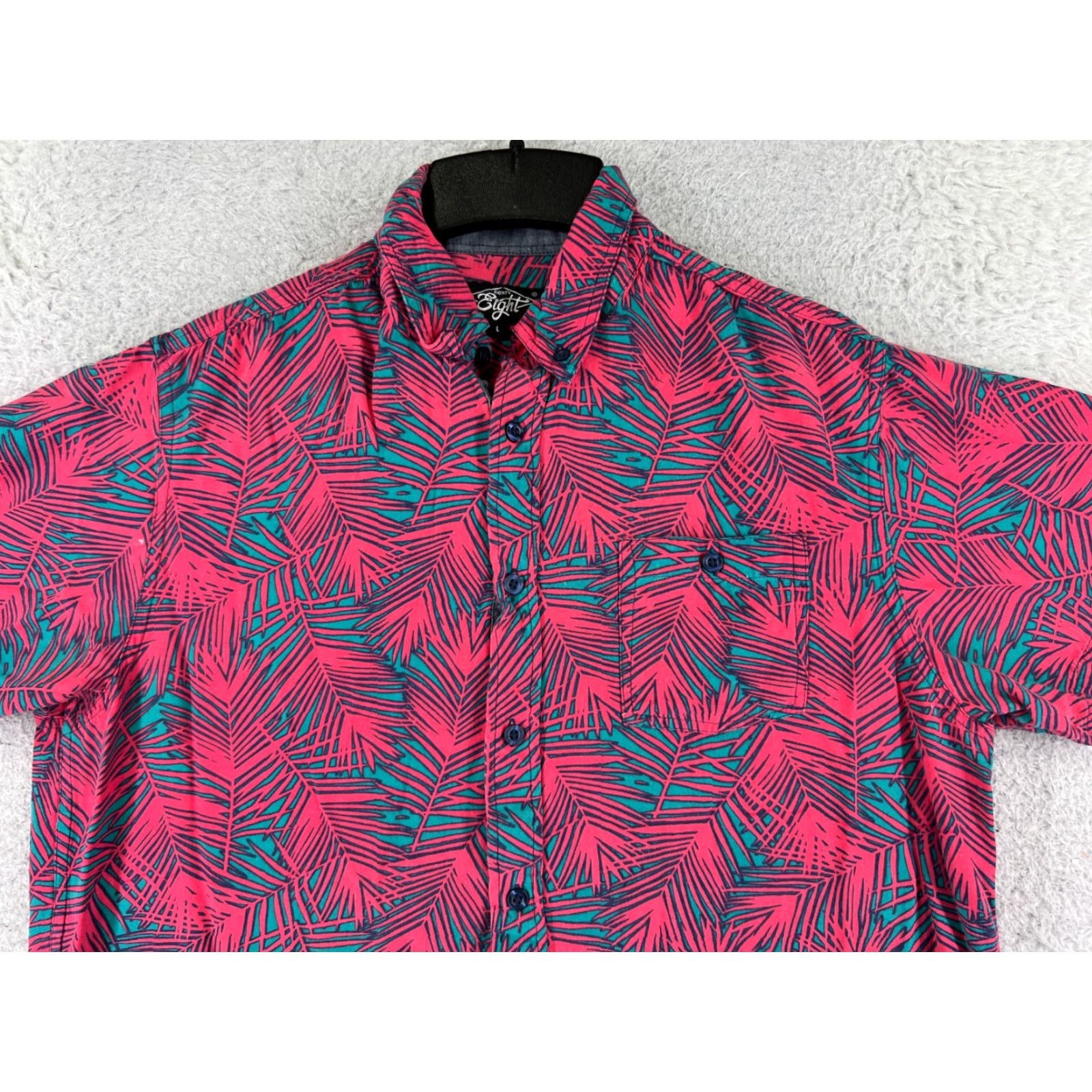 Vintage Eighty Eight Shirt Men Adult Large Pink Green Palm All Over Print Button Up Viscose Floral Short Sleeve Casual Shirt Size US L / EU 52-54 / 3 - 4 Thumbnail