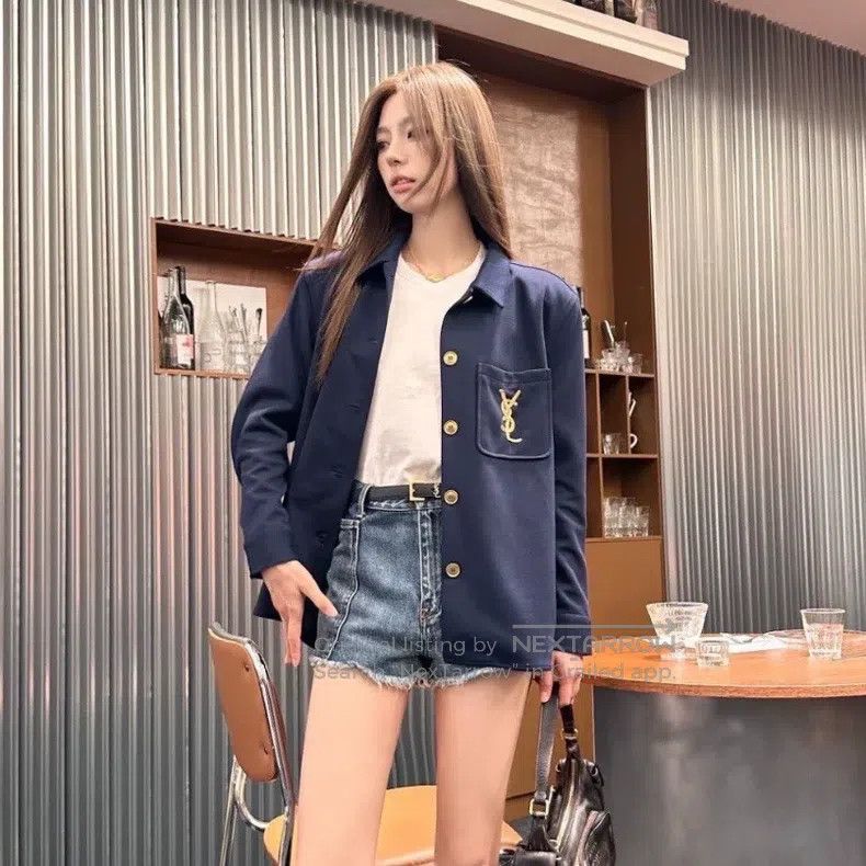 Saint Laurent Paris Saint Laurent Paris Golden Logo Nautical Shirt Jacket Size XS / US 0-2 / IT 36-38 - 2 Thumbnail