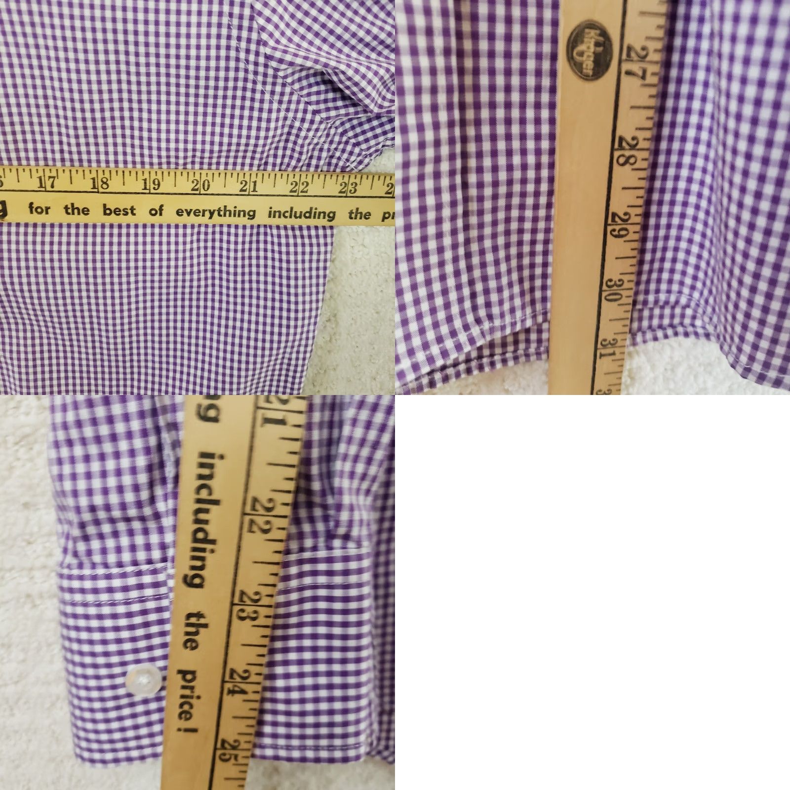 Nautica Nautica Dress Shirt Men L 16 34/35 Purple White Check Button-Down Long Sleeve Vintage Regular Size 42R - 10 Thumbnail