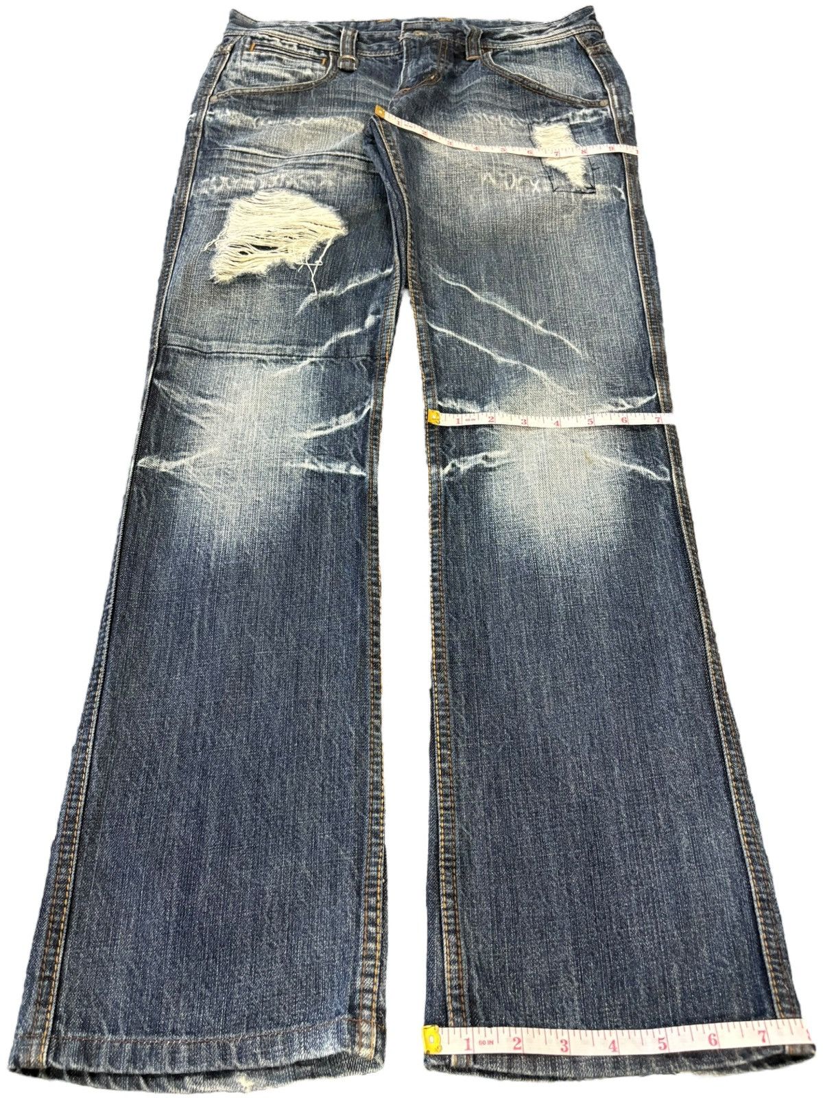 HIDEAWAYS Vintage Hideaway Nicole Crazy Fade Distressed Bootcut Jeans Size 31" - 13 Thumbnail