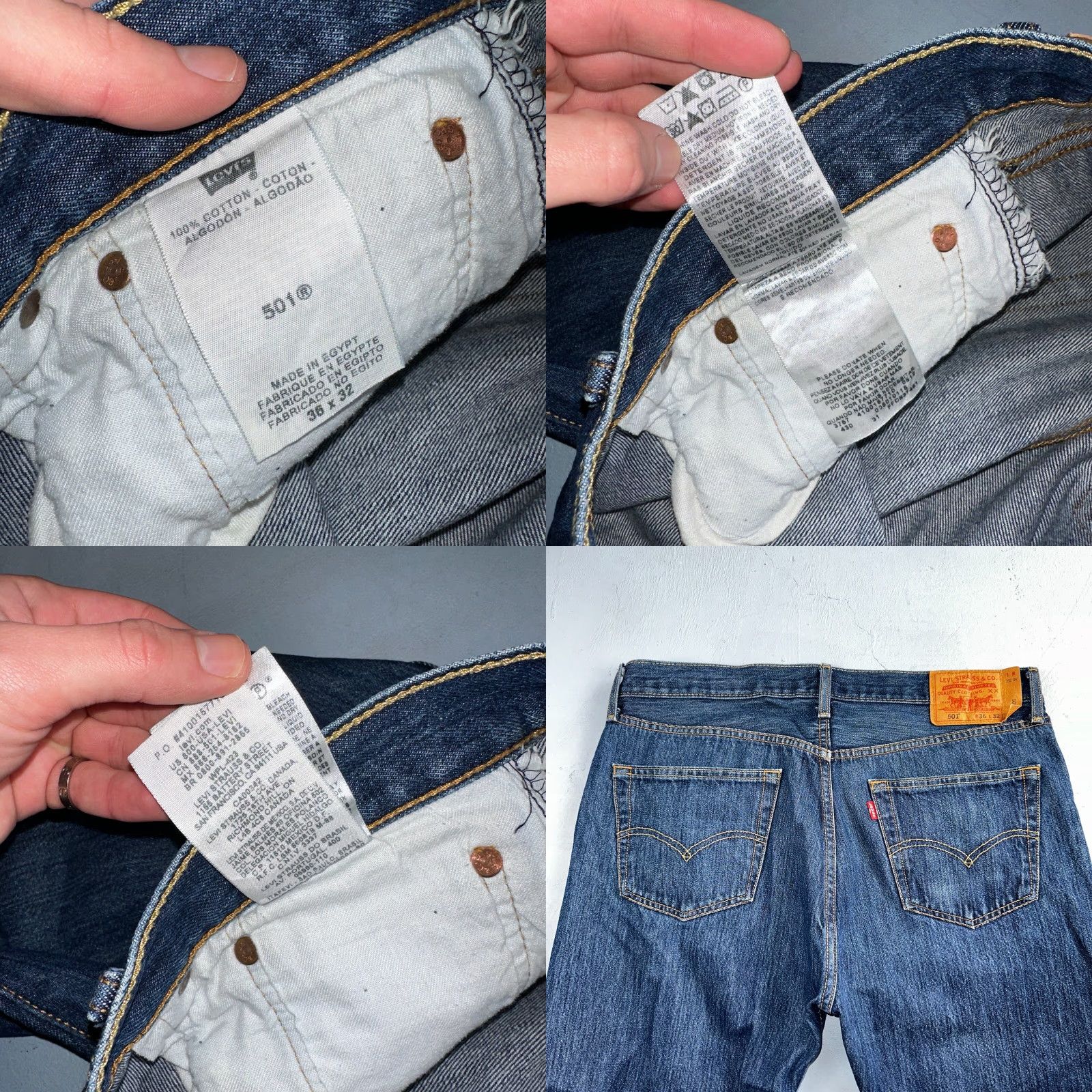 Levi's VINTAGE Levi's Jeans 501 36x32 Medium Blue Levi's 501 Series Straight 90s Mens Jeans Size US 36 / EU 52 - 9 Thumbnail