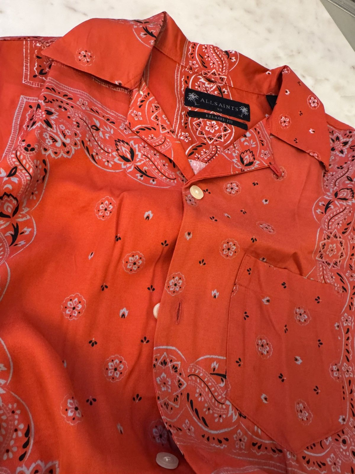 Allsaints ALLSAINTS Tikal Short Sleeve Bandana Print Shirt Size US XS / EU 42 / 0 - 6 Thumbnail