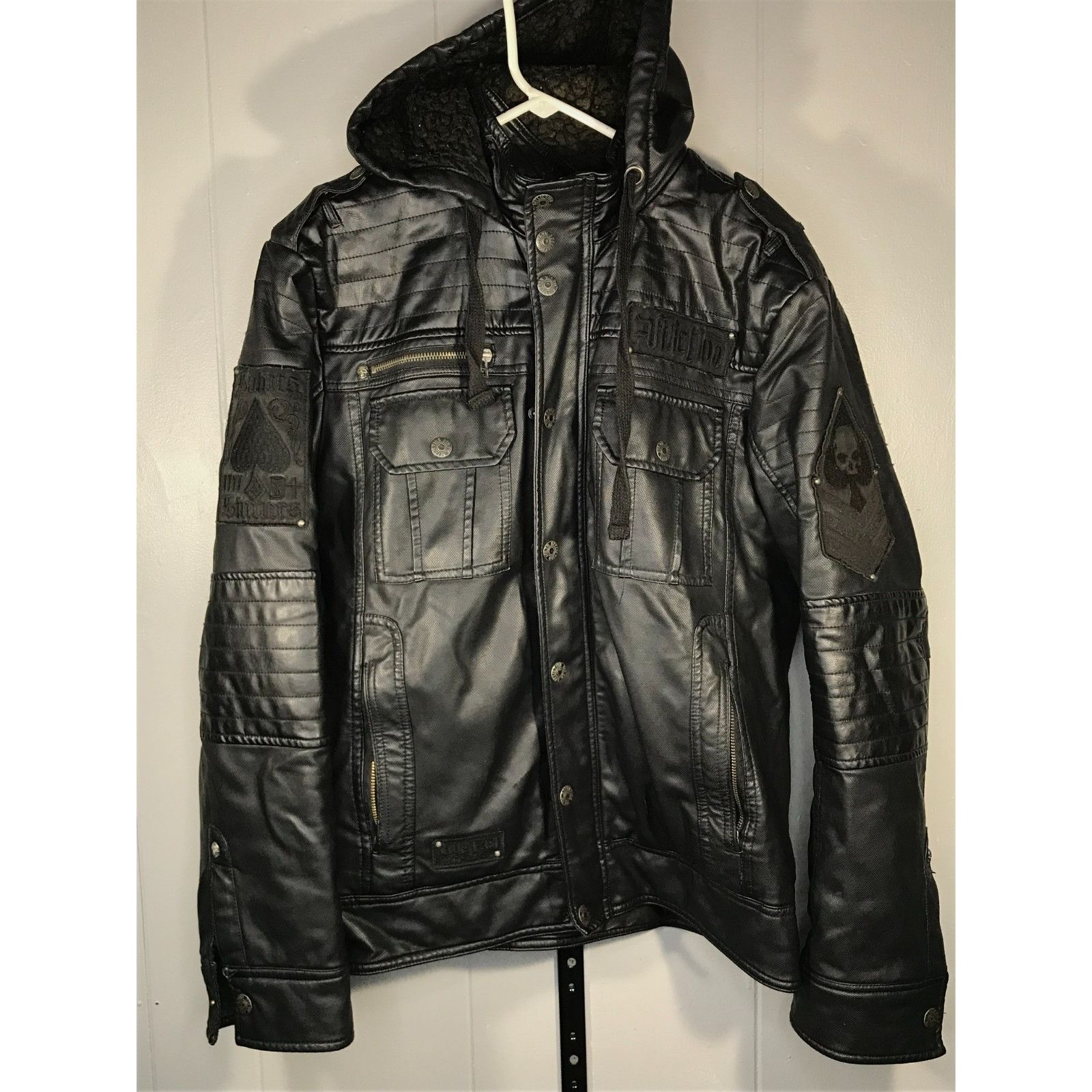 Affliction Afflication Black Premium Limited Edition Hood Faux Leather Size US M / EU 48-50 / 2 - 1 Thumbnail