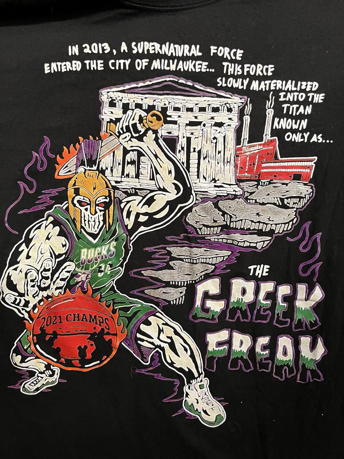 Designer Jin Giannis The Greek Freak T-shirt 2021 Champs Shirt - L Size US L / EU 52-54 / 3 - 3 Thumbnail