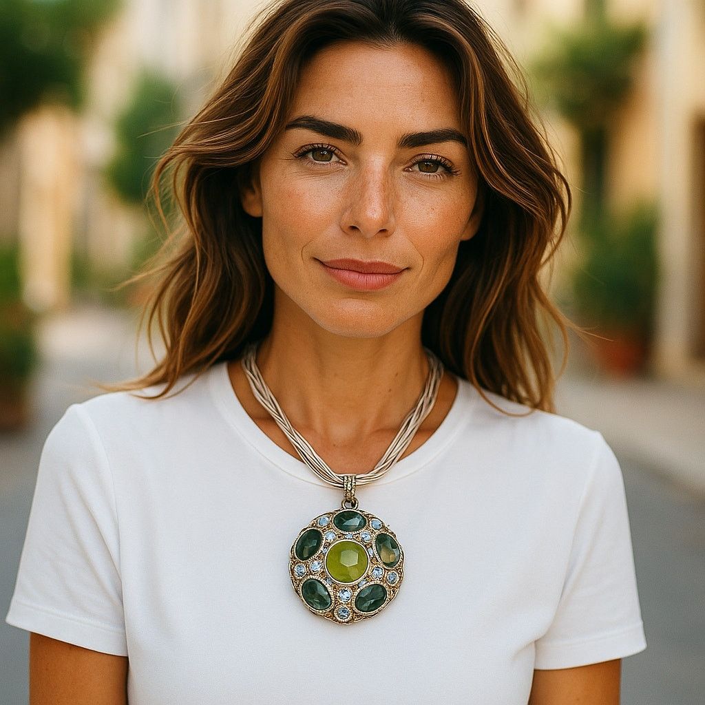 Other Green Stone Large Statement Necklace NEW Size ONE SIZE - 1 Thumbnail