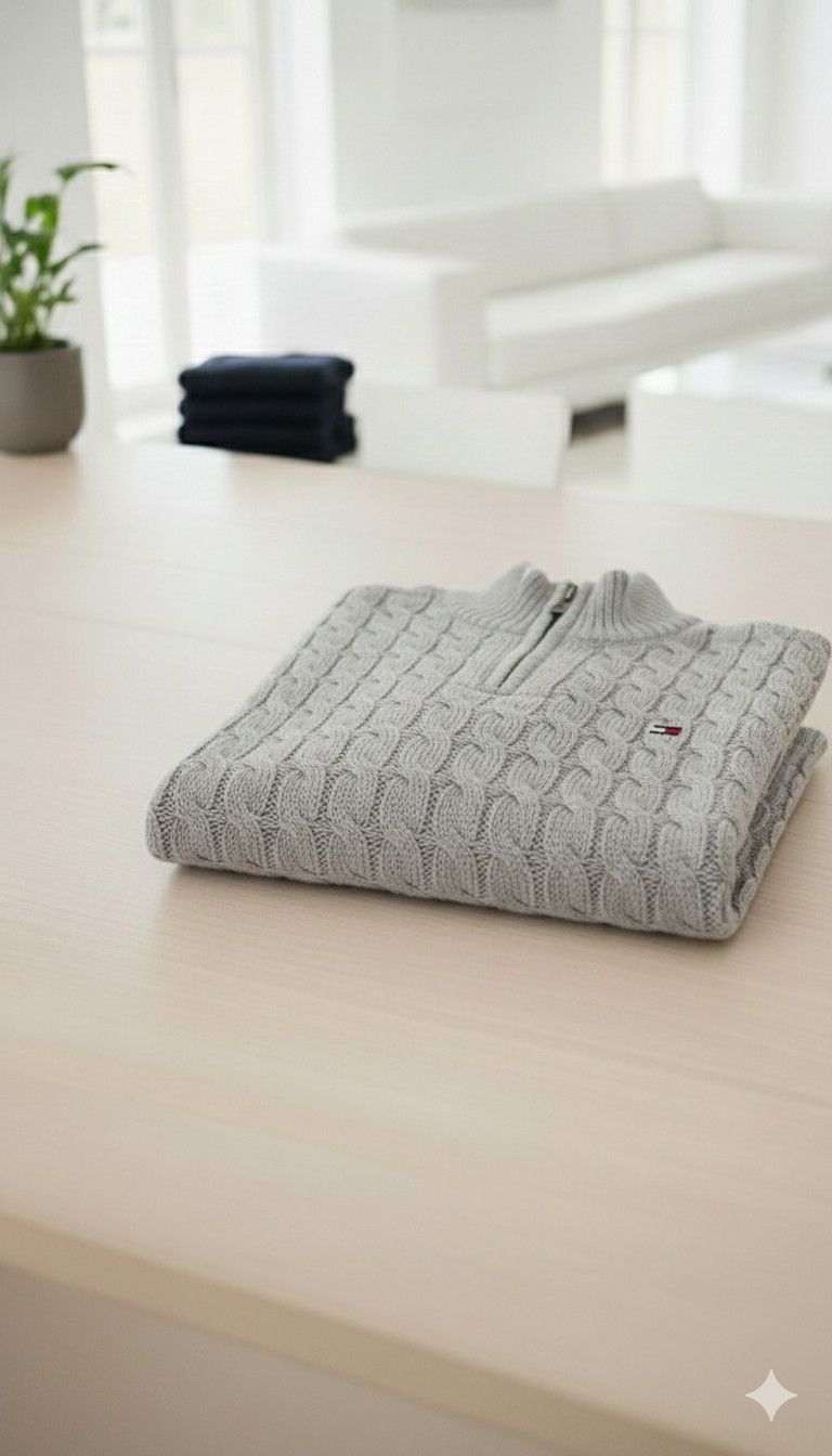Tommy Hilfiger Tommy Hilfiger Cable Knit Quarter-Zip Sweater Size US M / EU 48-50 / 2 - 1 Thumbnail