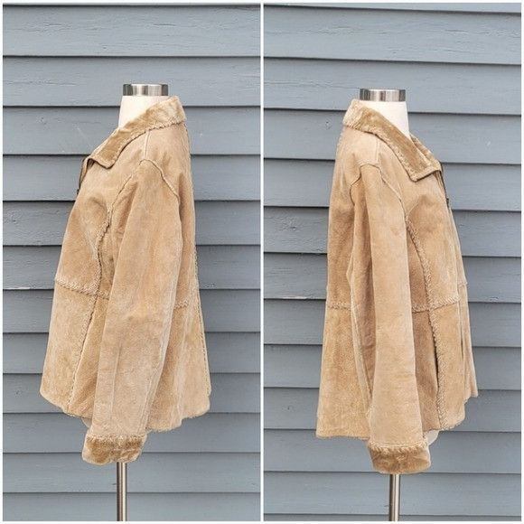 Vintage Vintage 90s y2k Penny Lane Tan Suede Leather Whipstich Sherp Size L / US 10 / IT 46 - 2 Thumbnail