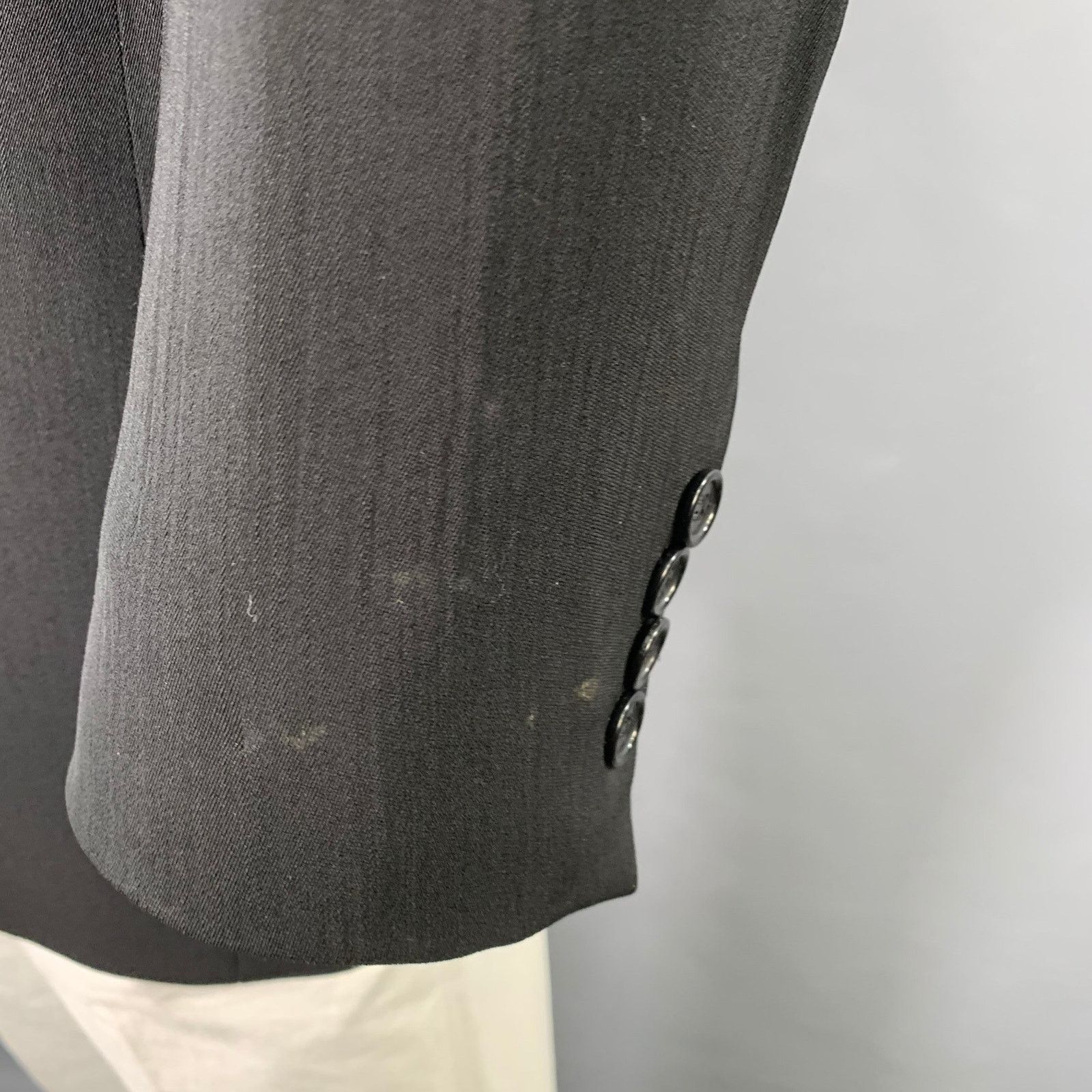 Donna Karan DONNA KARAN Size 44 Black Notch Lapel Sport Coat Size 44R - 5 Thumbnail