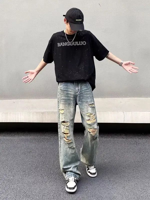 VIBE baggy vintage wash ripped Y2K jeans Size US 32 / EU 48 - 5 Thumbnail