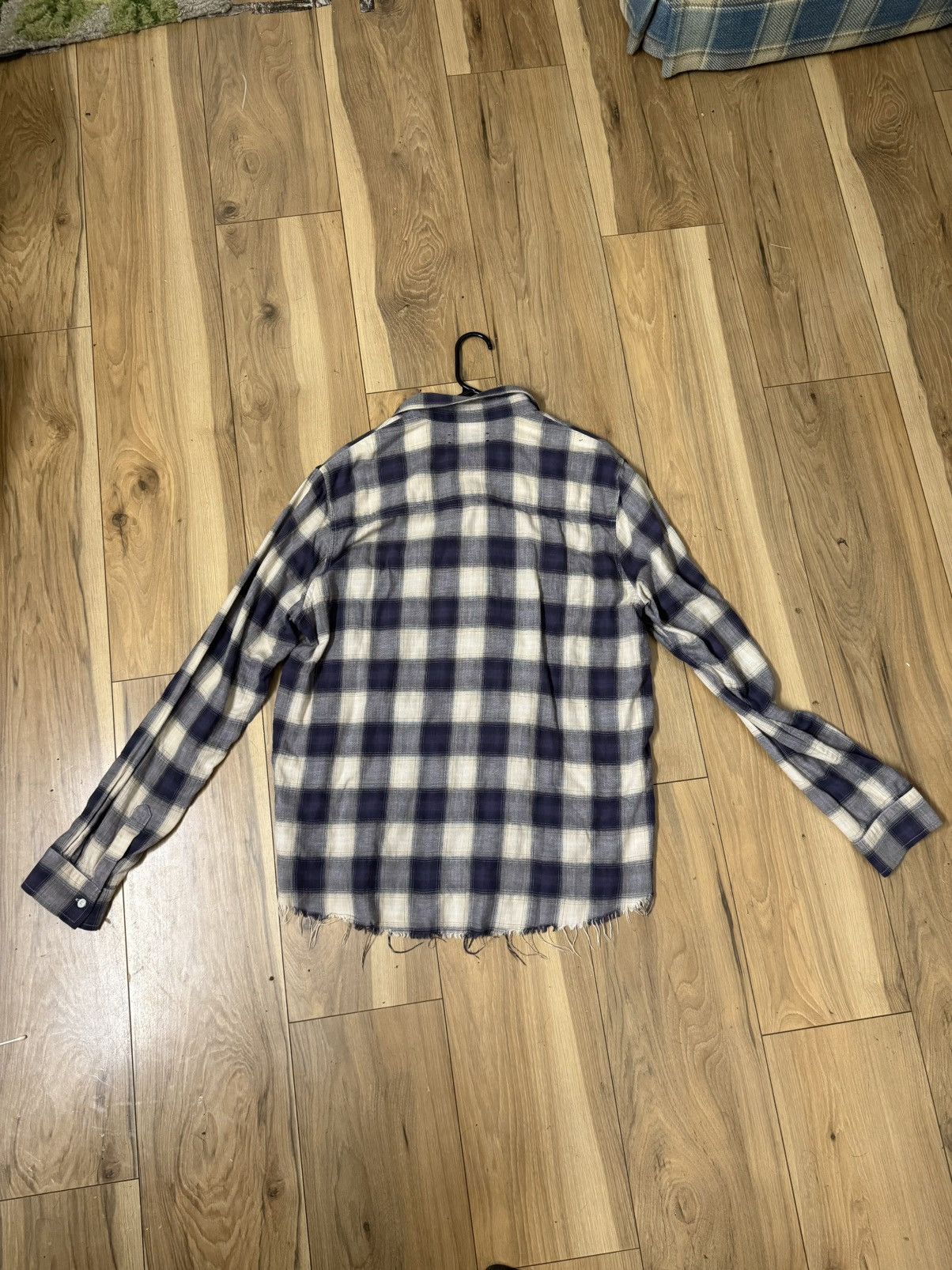 Amiri Amiri Flannel Light Blue Long Sleeve Button Down Frayed Hem Size US M / EU 48-50 / 2 - 1 Thumbnail