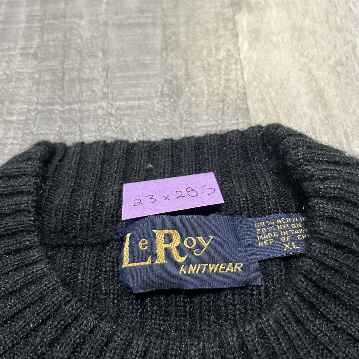 Vintage VTG LeRoy Knitwear Black Abstract Geometric Knit Sweater Size XL / US 12-14 / IT 48-50 - 4 Thumbnail