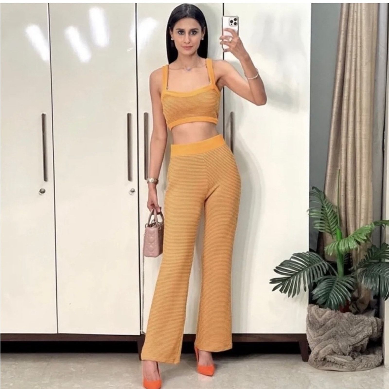 Zara ZARA Striped Crop Top & High Waist Pull on Pants Set SMall Size 26" / US 2 / IT 38 - 2 Thumbnail