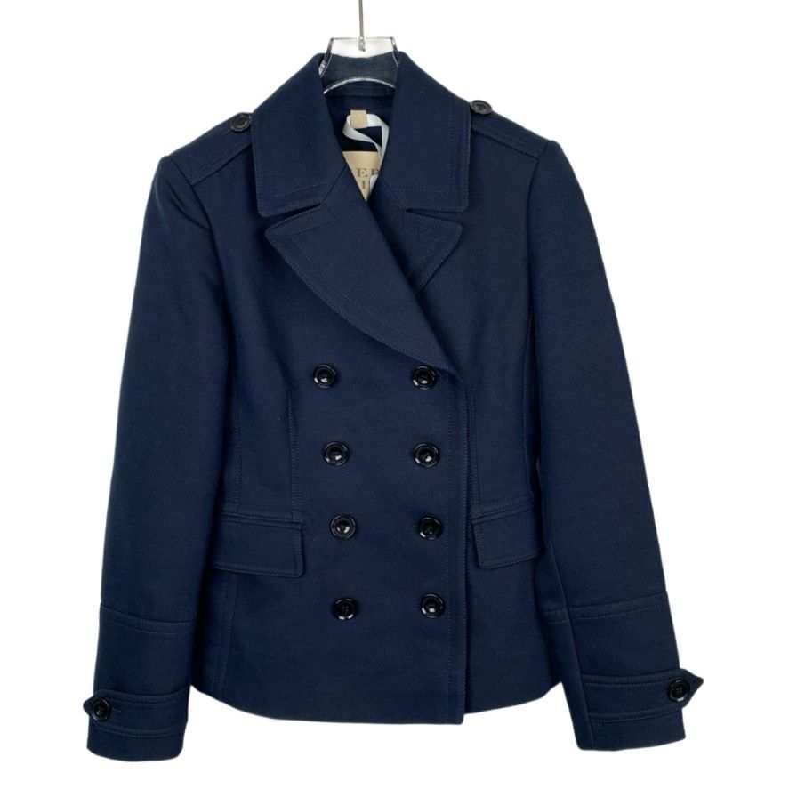 Burberry [Burberry] Double-Breasted Notched Lapel Navy Blue Cotton-Wo Size S / US 4 / IT 40 - 1 Thumbnail