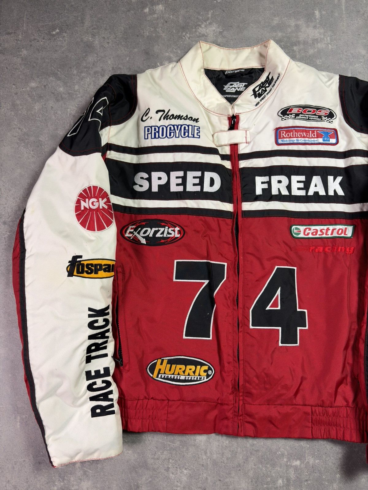 NASCAR Vintage Speed Freak #74 Fast Lane Nascar Racing Moto Jacket Size US XL / EU 56 / 4 - 3 Thumbnail