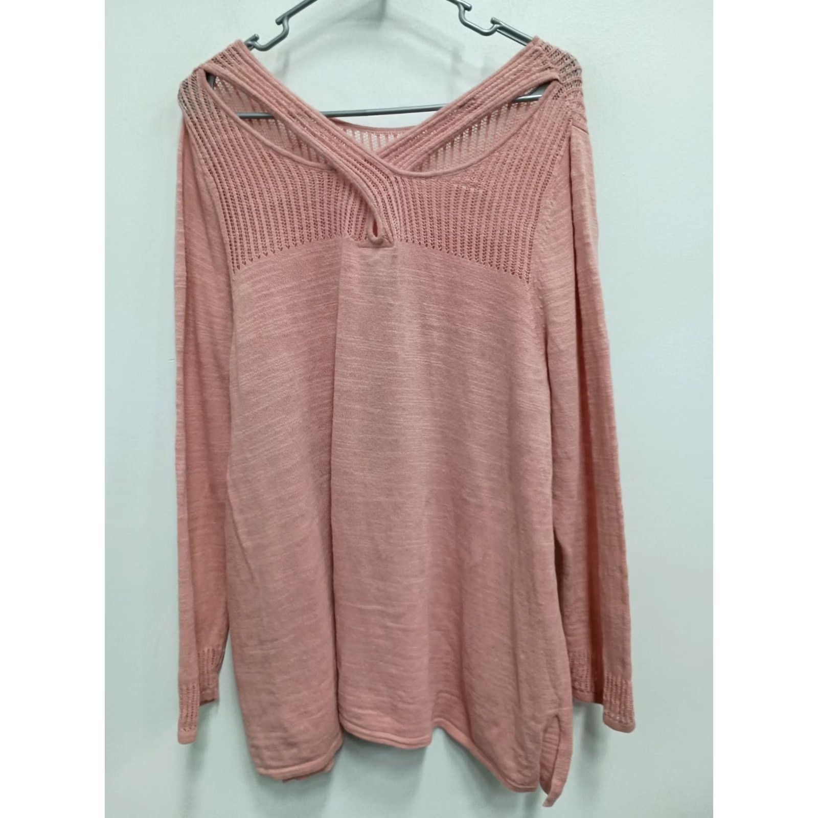 Vintage Catherines Womens Pink Pullover Crochet Sweater 1X - Boho Casual Size XL / US 12-14 / IT 48-50 - 5 Thumbnail