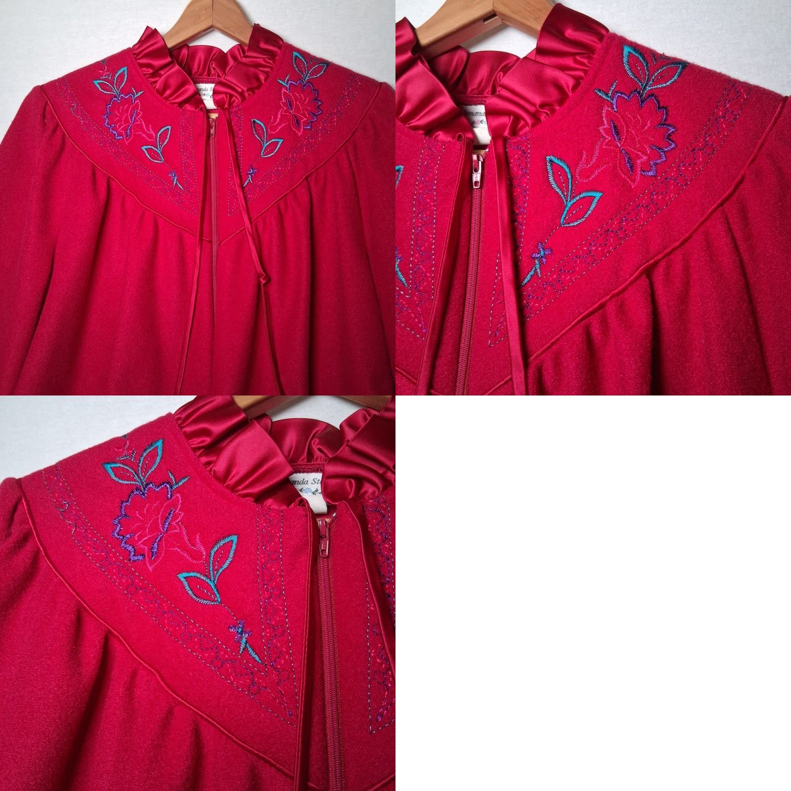 Vintage VINTAGE Amanda Stewart Intimates Robe Nightgown Housecoat S Pink 1980s Velour Eveningwear Girls Size ONE SIZE - 9 Thumbnail