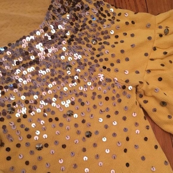 Other LaROK Metallic Sequin Yellow Cardigan Sweater Size L / US 10 / IT 46 - 5 Thumbnail