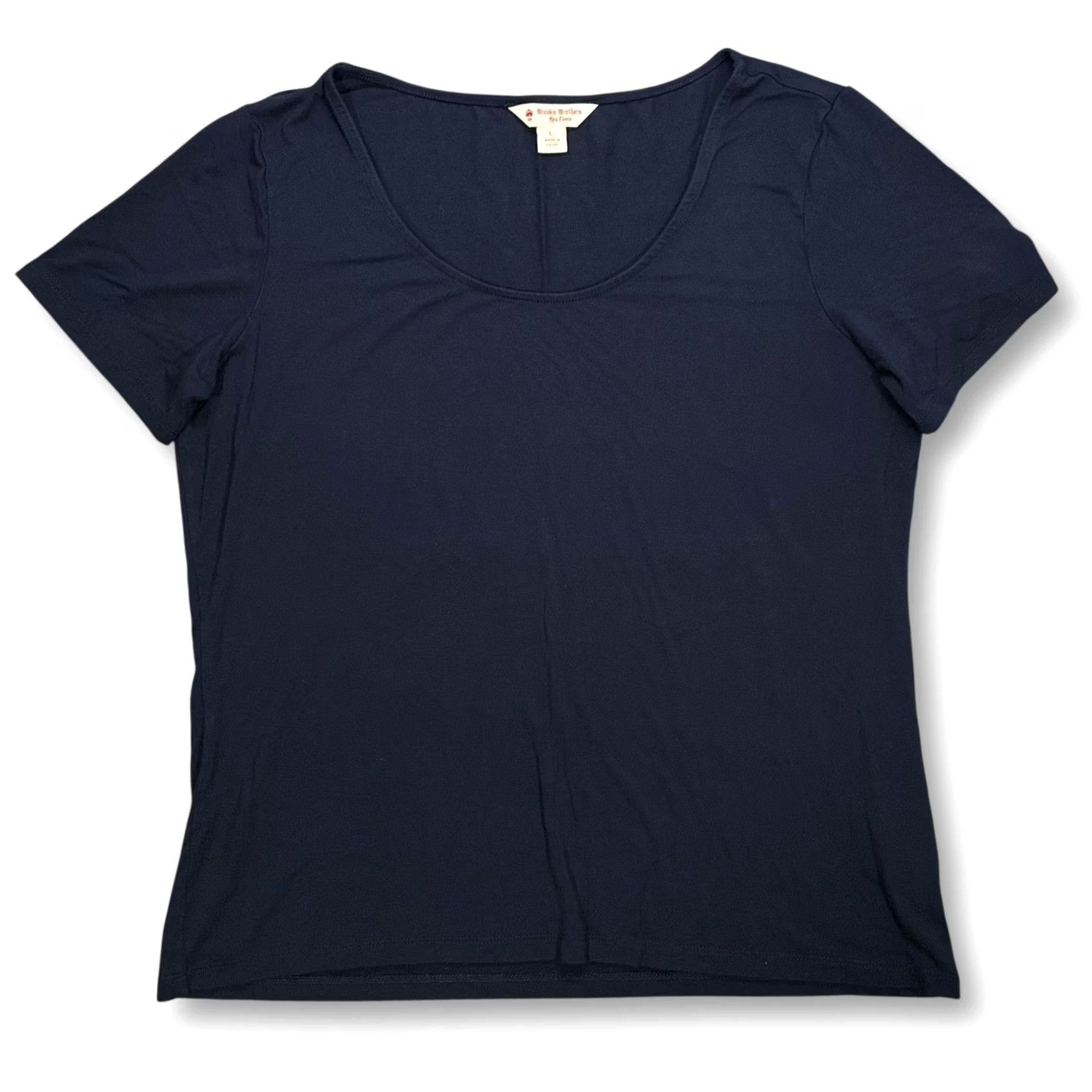 Brooks Brothers Brooks Brothers Red Fleece Navy Blue Scoop Neck Shirt L Rayon Blend Women's Size L / US 10 / IT 46 - 2 Thumbnail