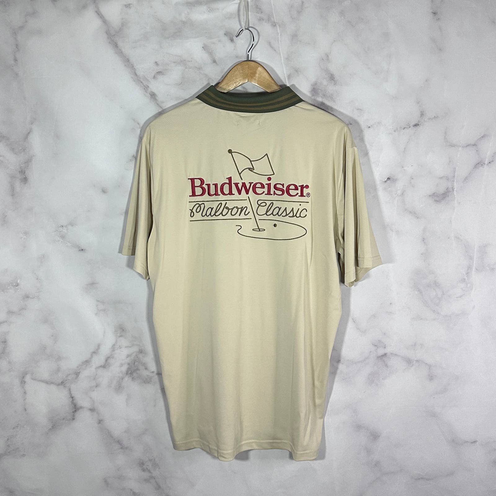 Budweiser Cream Performance Zip Polo | Grailed