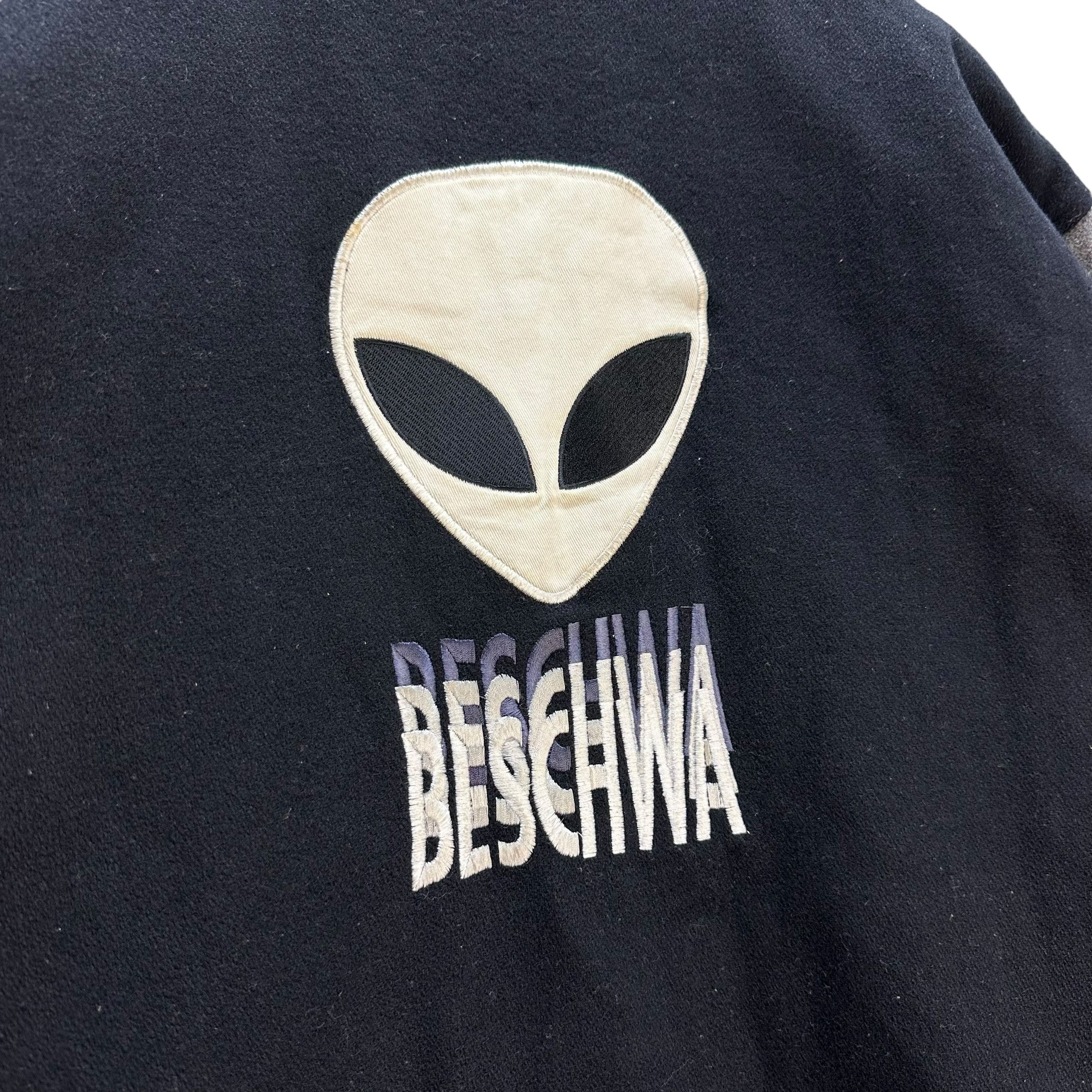 BESCHWA Embroidery Big Logo Wool Bomber Jacket #A53-1238