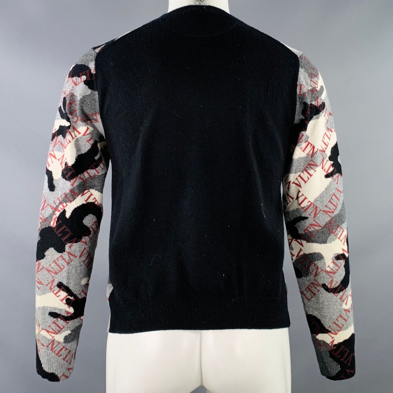 Valentino Size S Grey Black White Knit Camouflage Logo Cashmere Size US S / EU 44-46 / 1 - 3 Thumbnail