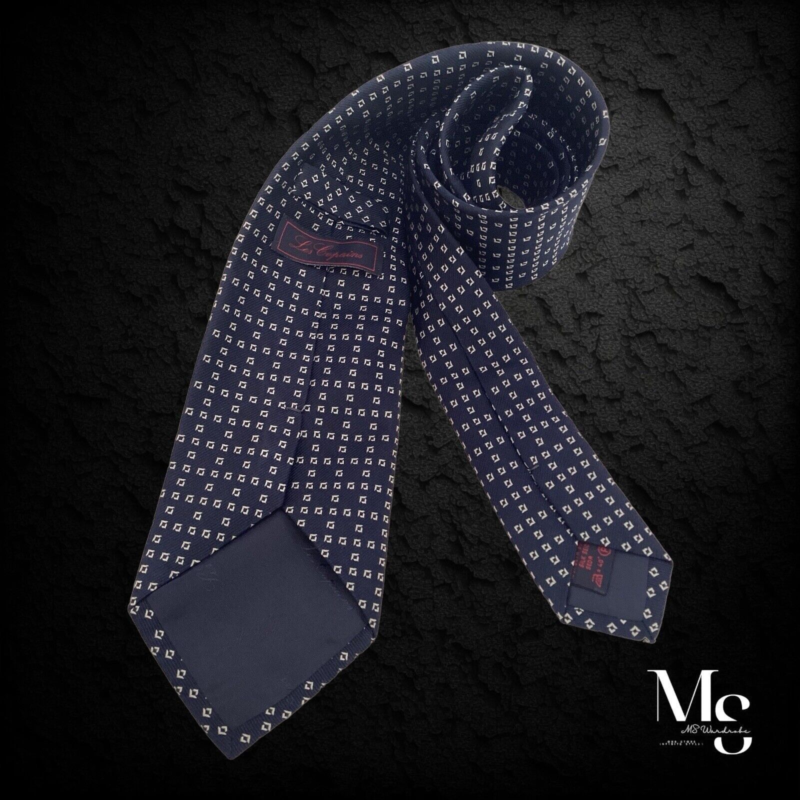 Les Copains LES COPAINS Navy Blue Geometric Silk Tie Made In Italy W: 3 Size ONE SIZE - 2 Thumbnail