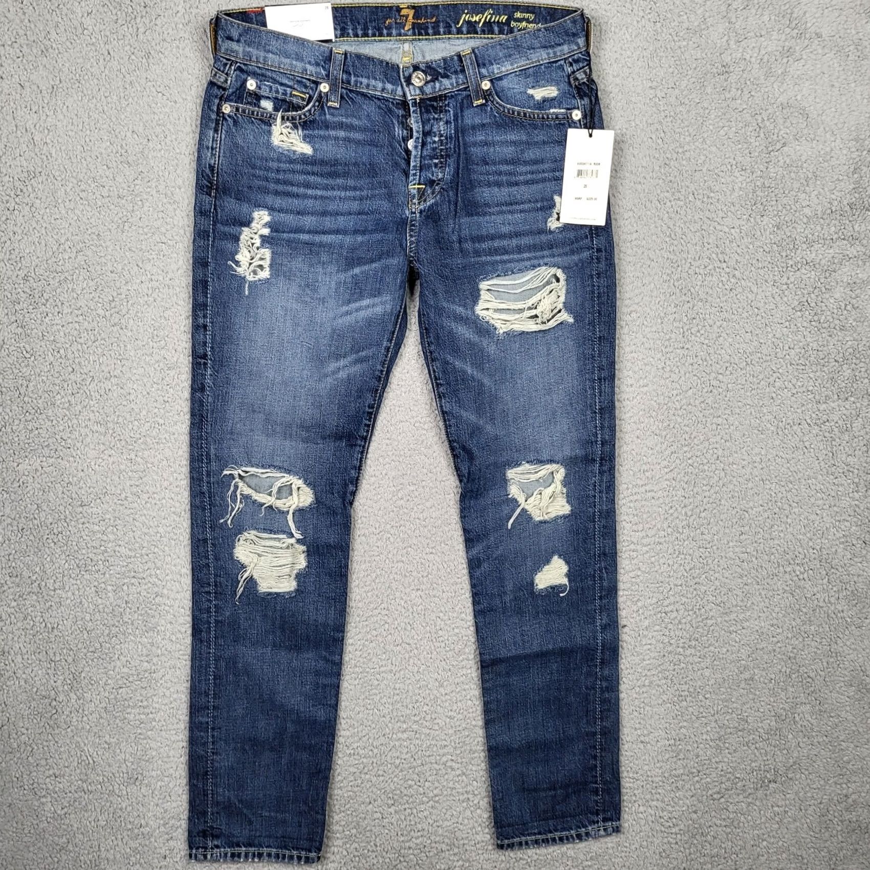 7 For All Mankind 7 For All Mankind Josefina Jeans Skinny Distressed Women's Size 26 Blue Denim 100% Cotton Regular Rise Mid 5-Pocket Womens Mens Size 26" / US 2 / IT 38 - 2 Thumbnail