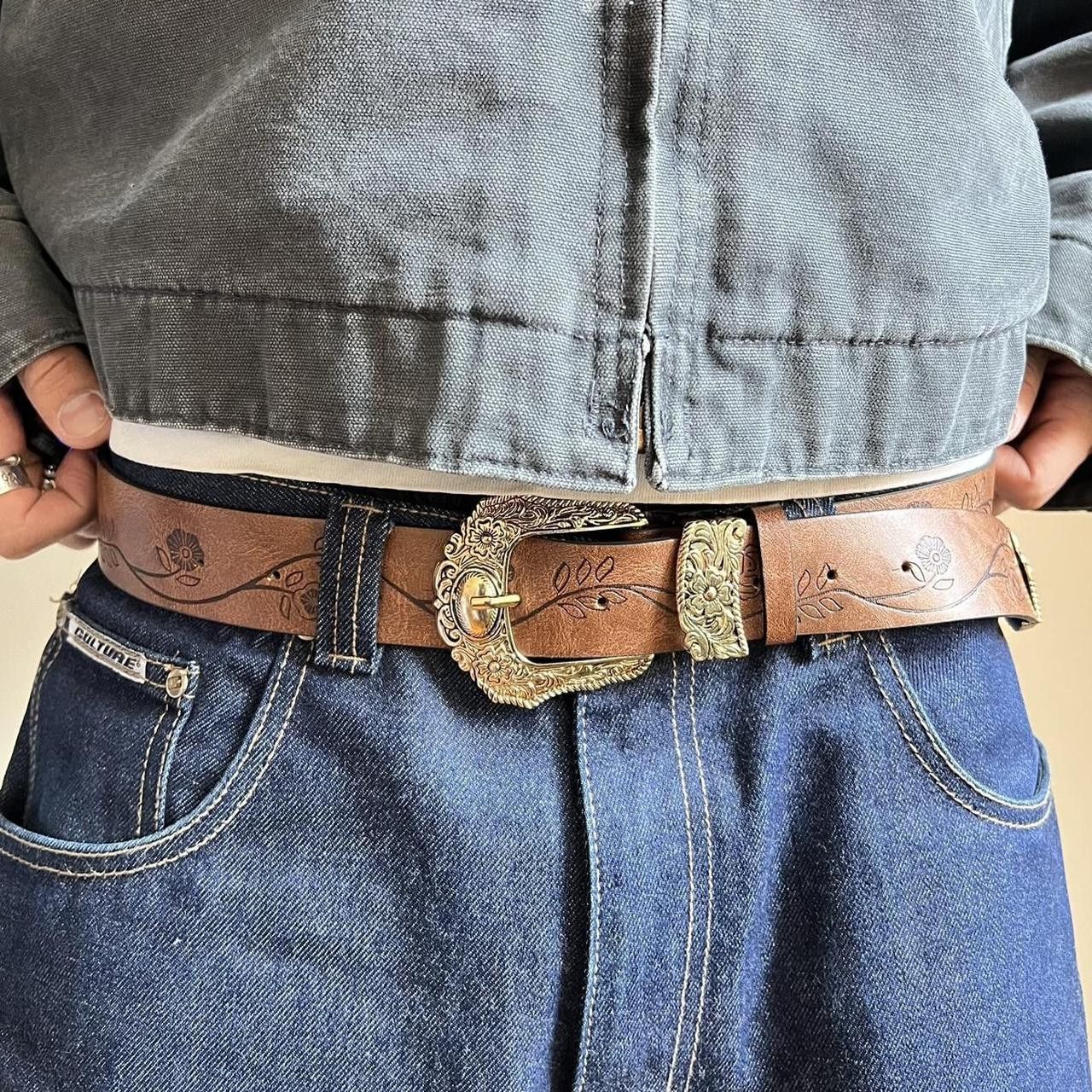 Cowboy Equipment × Vintage vintage style brown american western floral gold boho belt Size ONE SIZE - 5 Thumbnail