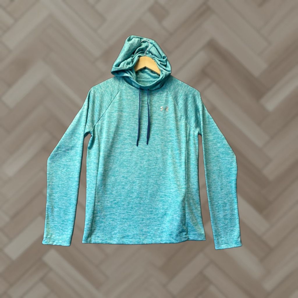 Under Armour Under Armour Hoodie Shirt Womens M Teal UA Logo Loose Heatgear Pullover/155-35 Size M / US 6-8 / IT 42-44 - 1 Thumbnail