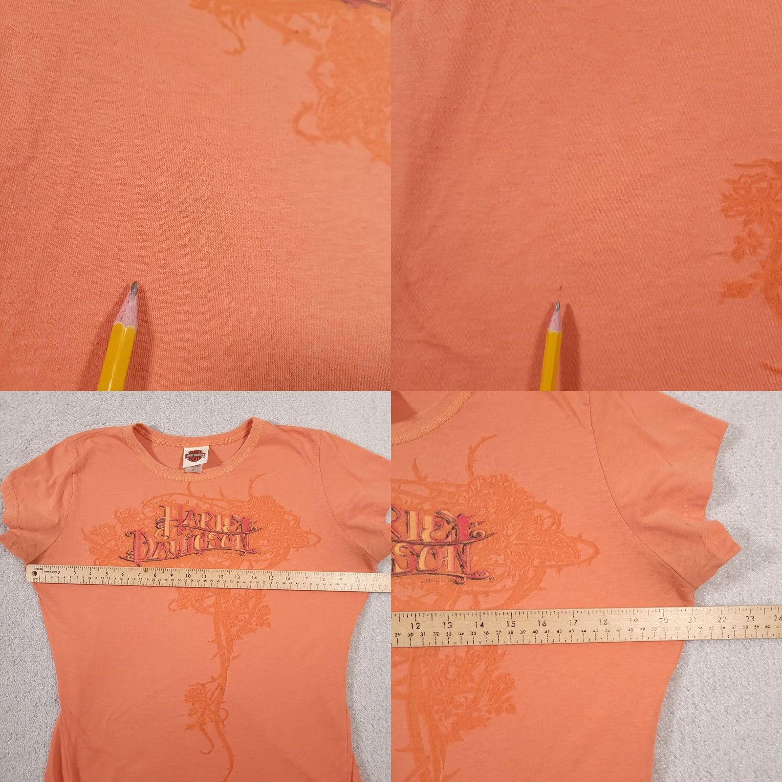 Harley Davidson Harley-Davidson Shirt Women's Large Orange Motorcycle Short Sleeve Grunge USA Shirt T-Shirt 80s 90s Biker Mens Womens Girls Size L / US 10 / IT 46 - 8 Thumbnail