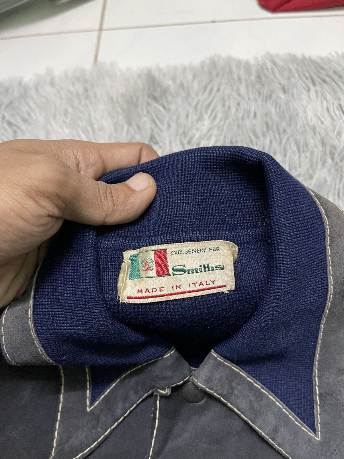 Vintage 70s SMITHS SUEDE LEATHER AND KNITWEAR RARE DESIGN Size US M / EU 48-50 / 2 - 7 Thumbnail