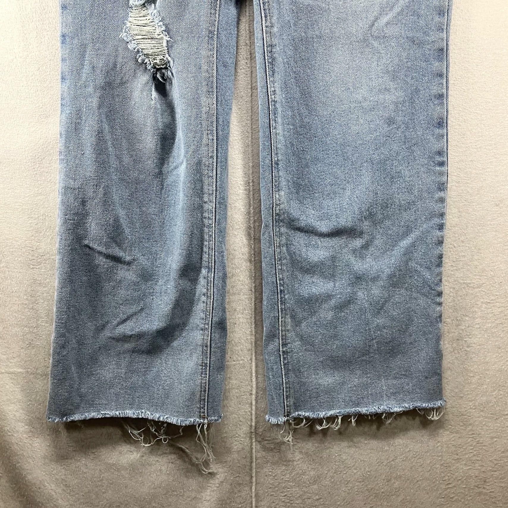 Fashion Nova VINTAGE Fashion Nova Women's Jeans Size 3 27x30 Blue Distressed Straight High-Rise Casual Denim Womens Size 26" / US 2 / IT 38 - 5 Thumbnail