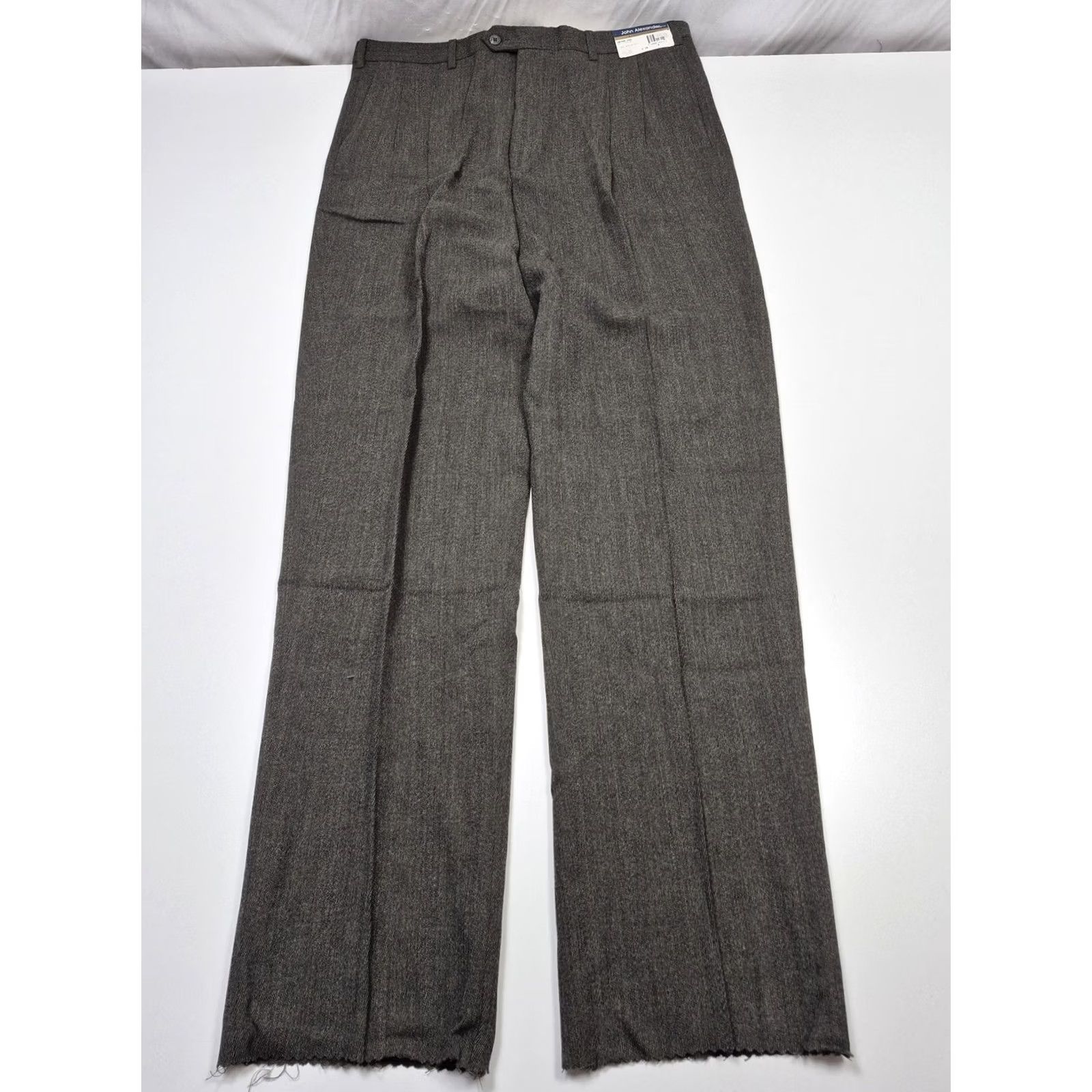 Vintage VINTAGE John Alexander Dress Pants Men's 38x36 Gray Wool Pleated Straight Unhemmed Size US 38 / EU 54 - 2 Thumbnail