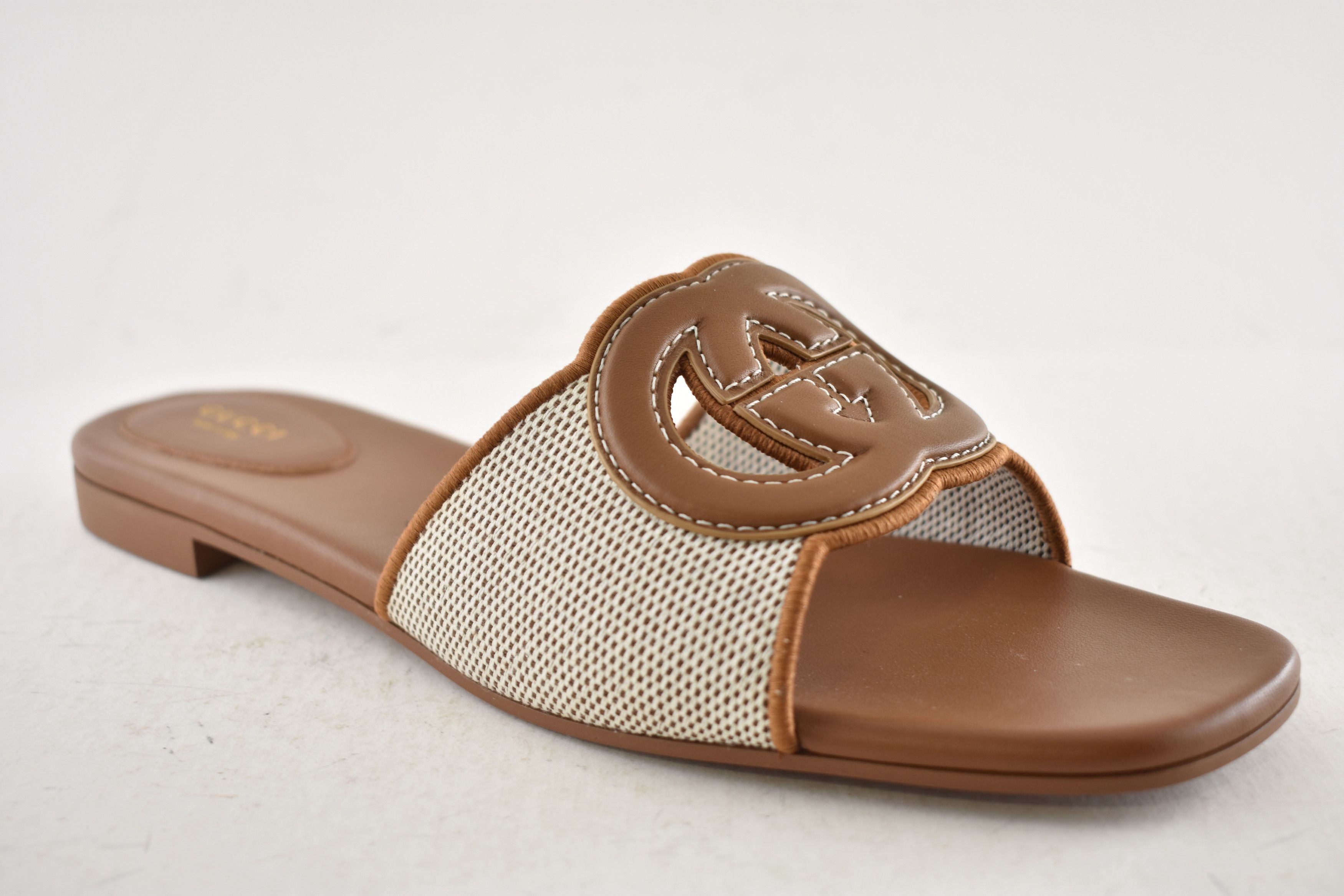 Gucci Gucci GG Interlocking Logo Brown Flat Slide Sandal 42 Size US 12 / IT 42 - 4 Thumbnail