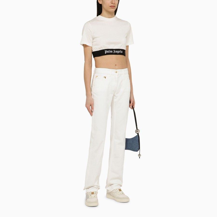 Palm Angels o1d2blof0924 Cotton Trousers In White Size 26" / US 2 / IT 38 - 2 Thumbnail