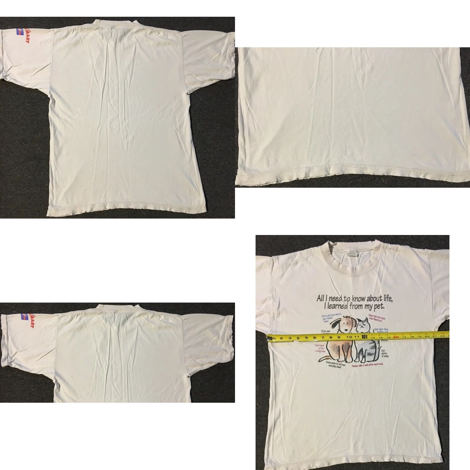 Vintage VINTAGE 90s I Learned From My Pet Thrashed Faded Shirt M White Short Sleeve Mens T-Shirt Dog Cat Grunge Hip Hop Pet Humor Size US M / EU 48-50 / 2 - 9 Thumbnail