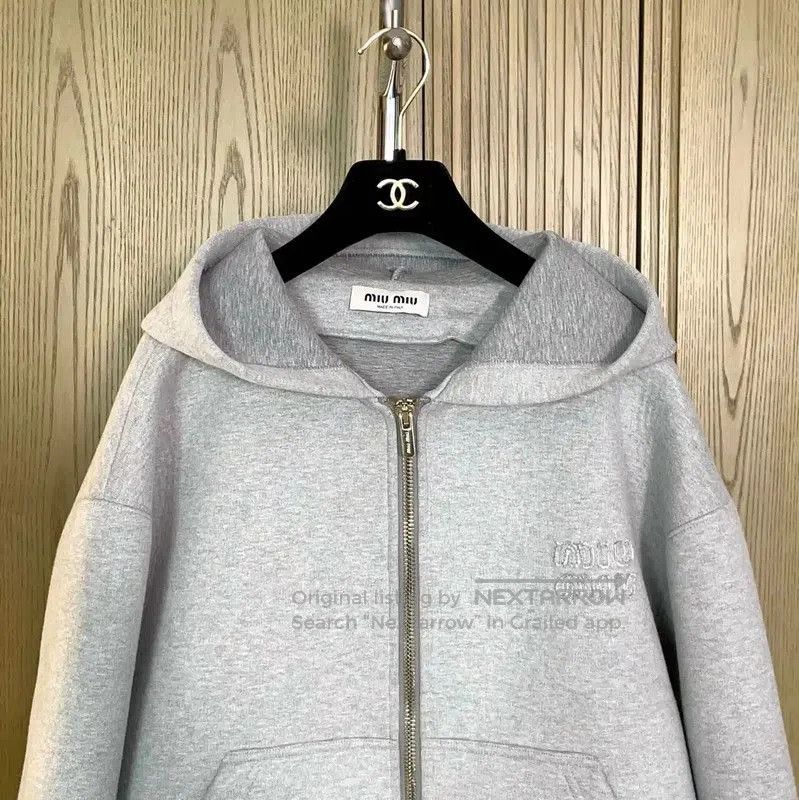 Miu Miu Miu Miu Grey Cotton Blend Printed Jacket . Size S / US 4 / IT 40 - 2 Thumbnail