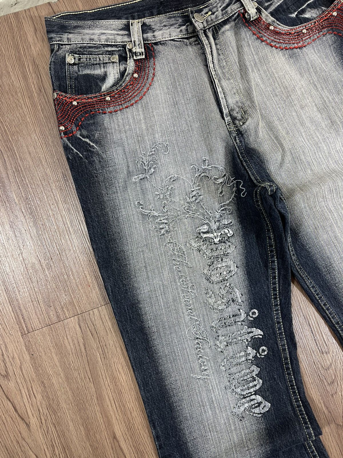 Beauty Beast Vintage Y2K Embroidered Flared Denim Jeans Size US 34 / EU 50 - 5 Thumbnail