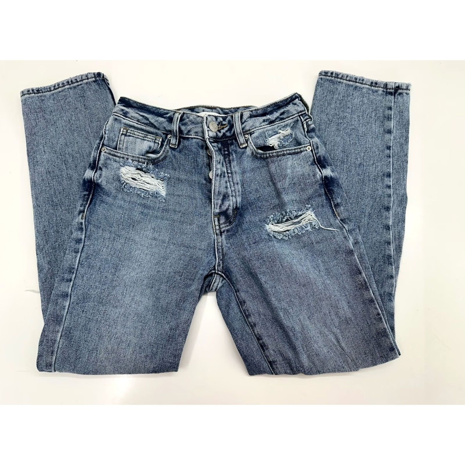Pacsun Pacsun Womens Jeans Size 23 Mom Jean Distressed Denim Button Up Jeans Size 40" / US 18 - 2 Thumbnail