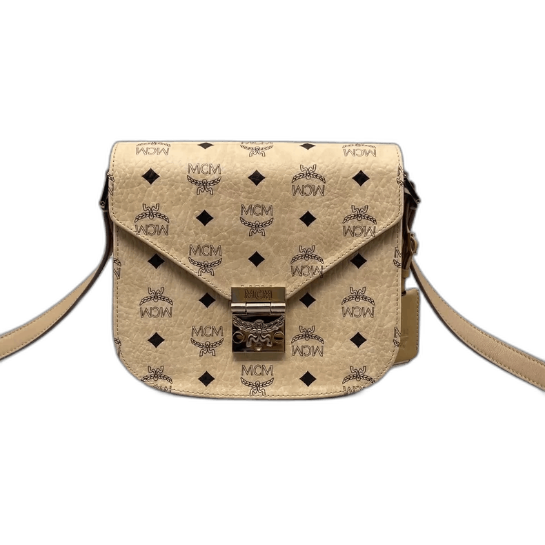MCM Classic Print Saddle Crossbody Bag-Yf in Beige, Men's