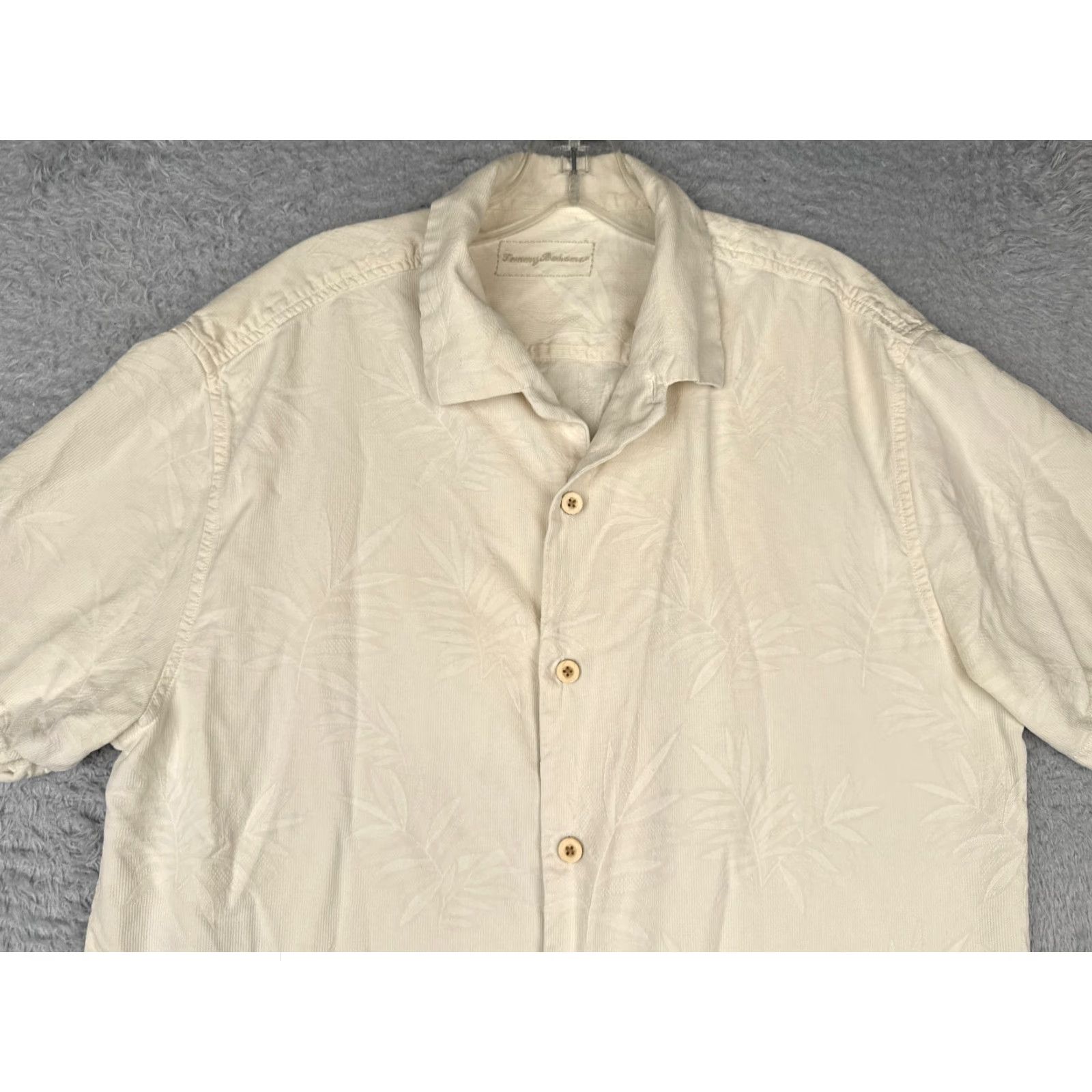 Tommy Bahama Tommy Bahama Shirt Men Large Ivory Floral Silk Button Up Hawaiian Embroidered Size US L / EU 52-54 / 3 - 4 Thumbnail
