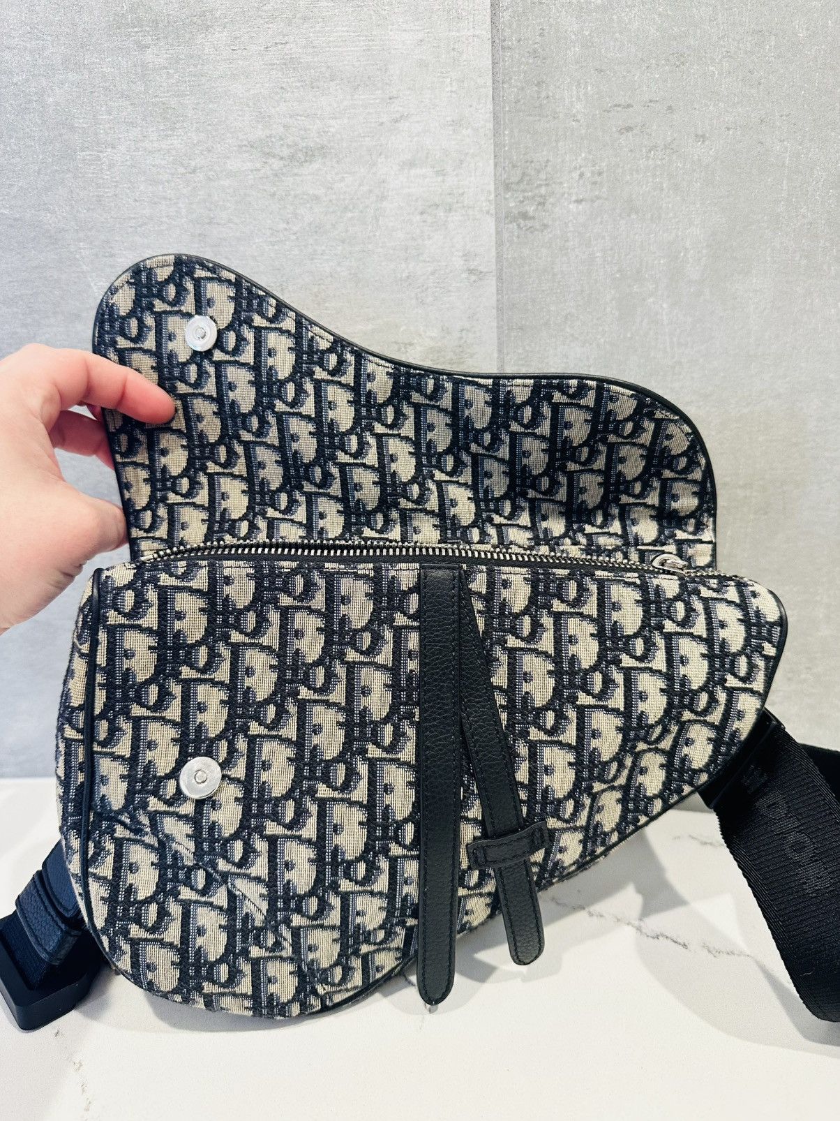Dior Christian DIOR Saddle Bag, Classic Beige X Blue, Size ONE SIZE - 9 Thumbnail