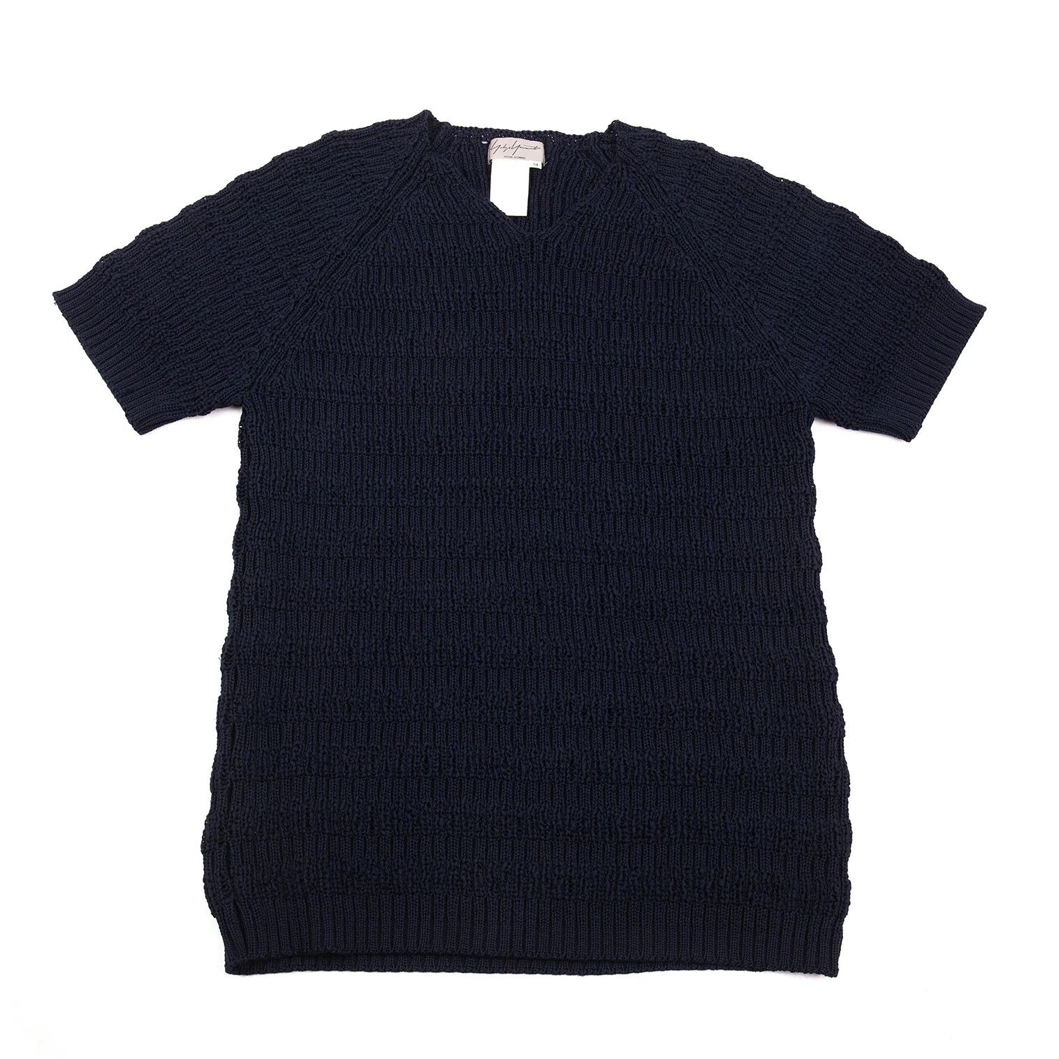 Yohji Yamamoto V-Neck Knit Top Navy M
