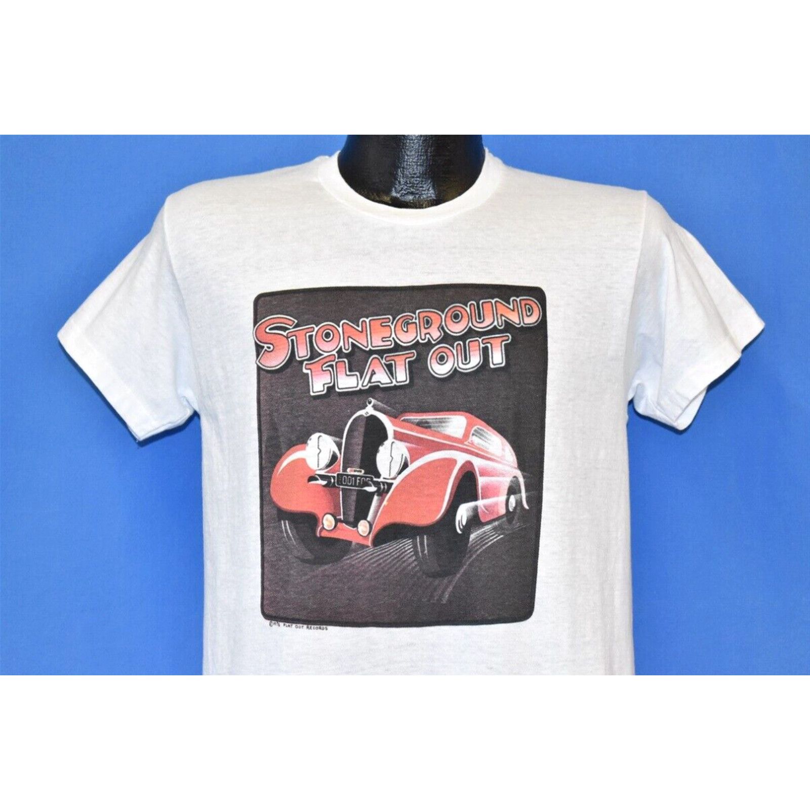 image of Hanes Vintage 70's Stoneground Flat Out Blues Rock Ca Album Cover T-Shirt Medium M in White, Men's